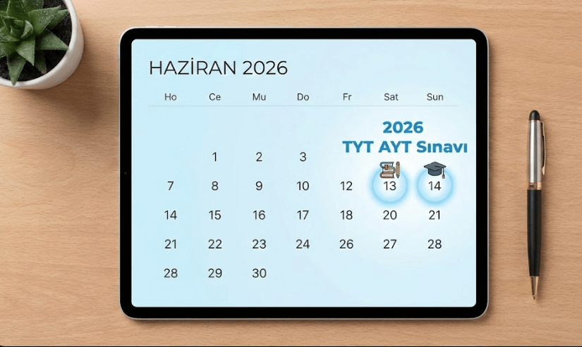 2026 TYT AYT sınavı takviminin gösterildiği Haziran 2026 takvimi, sınav tarihleri vurgulanmış.